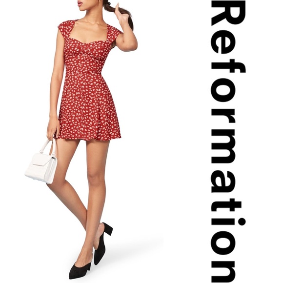 REFORMATION Cheri Minidress. Red - Picture 1 of 7